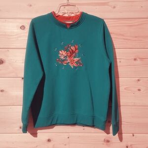 Vintage Heritage Charm Sweater with Fall Embroidered Design Size M 22x25